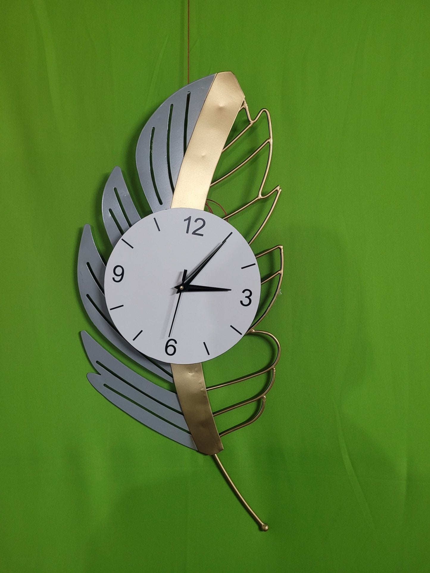 Golden Leaf Designer Wall Clock