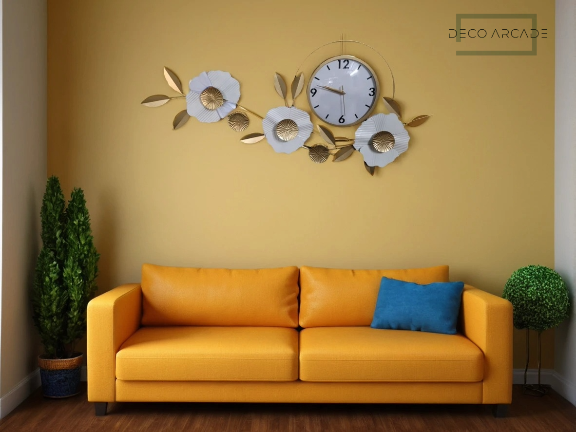 Golden Bloom Designer Wall Clock