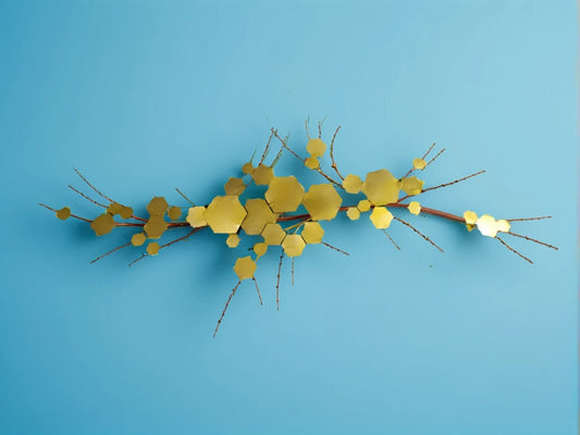 Golden Hexa Branch Wall Accent
