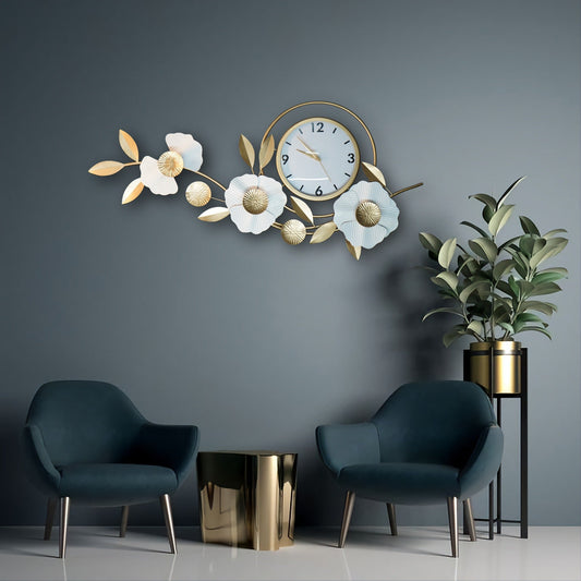 Golden Bloom Designer Wall Clock