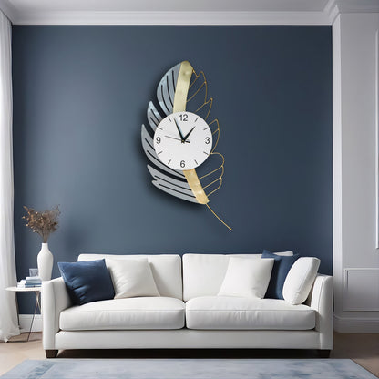 Golden Leaf Designer Wall Clock