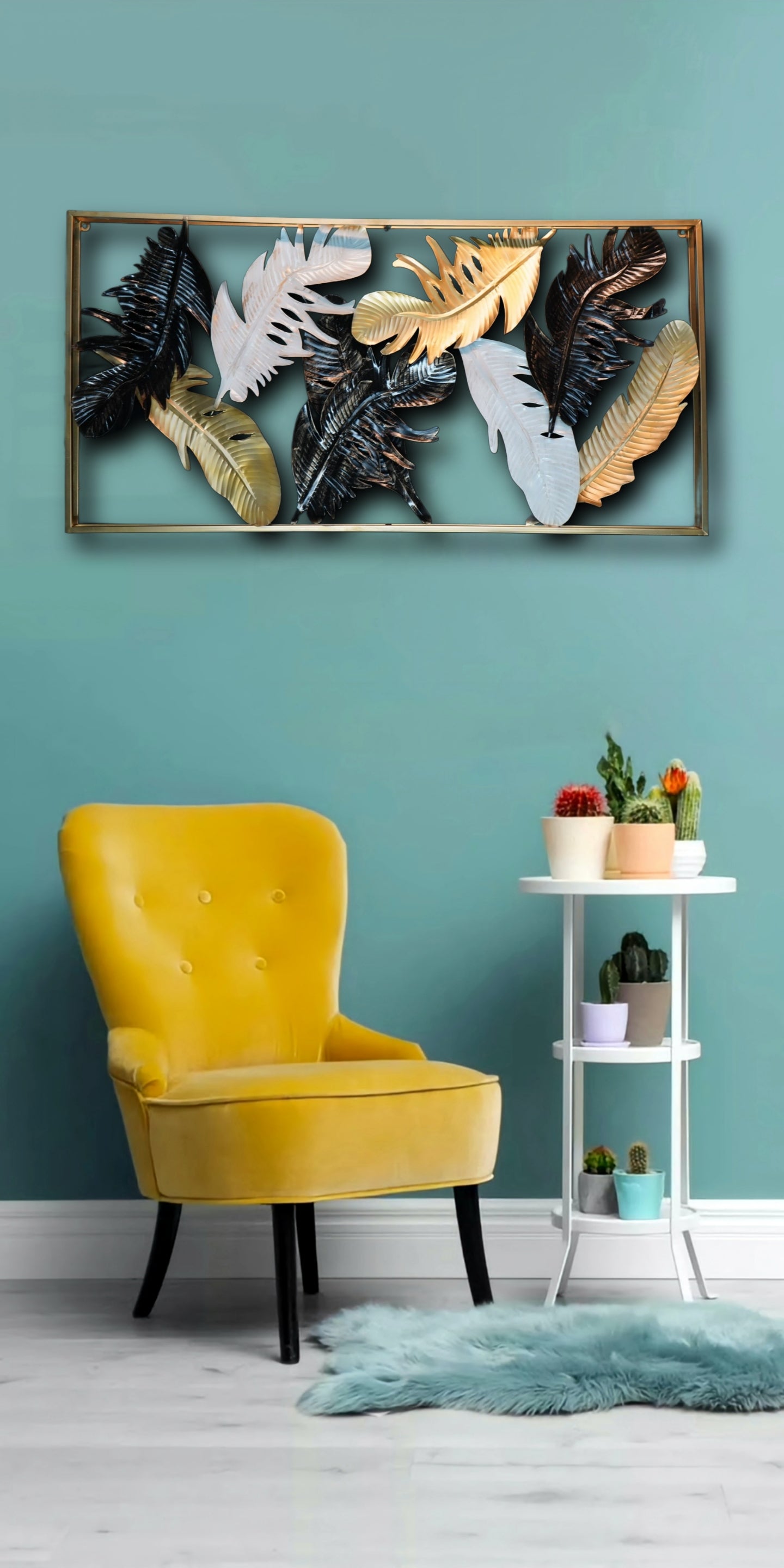 Golden Leaf Panel Wall Accent
