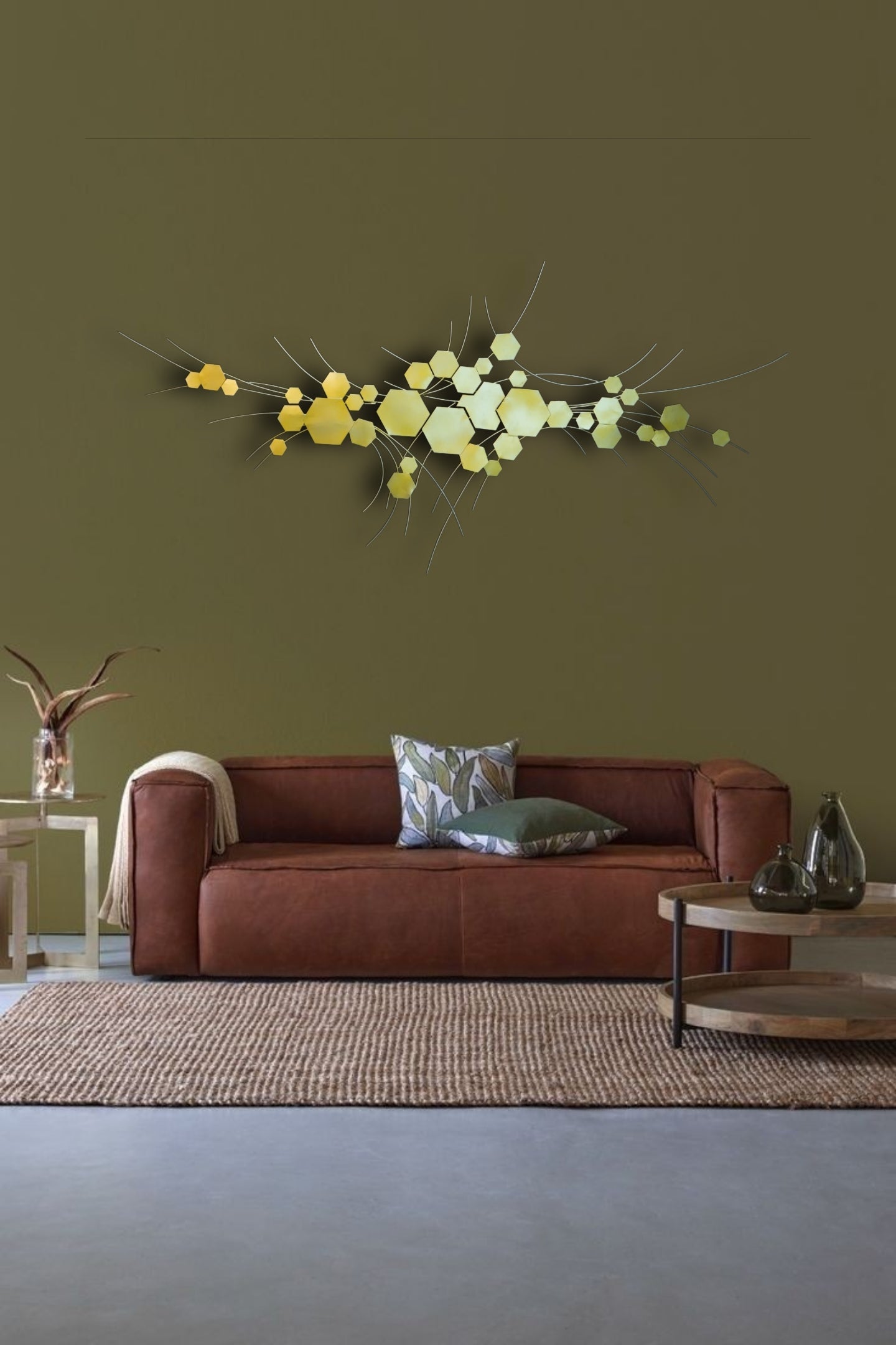 Golden Hexa Branch Wall Accent