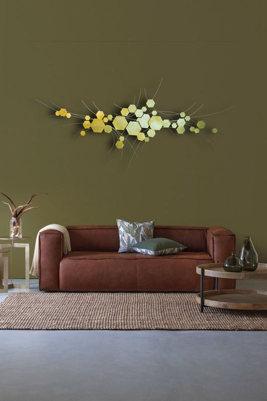 Golden Hexa Branch Wall Accent